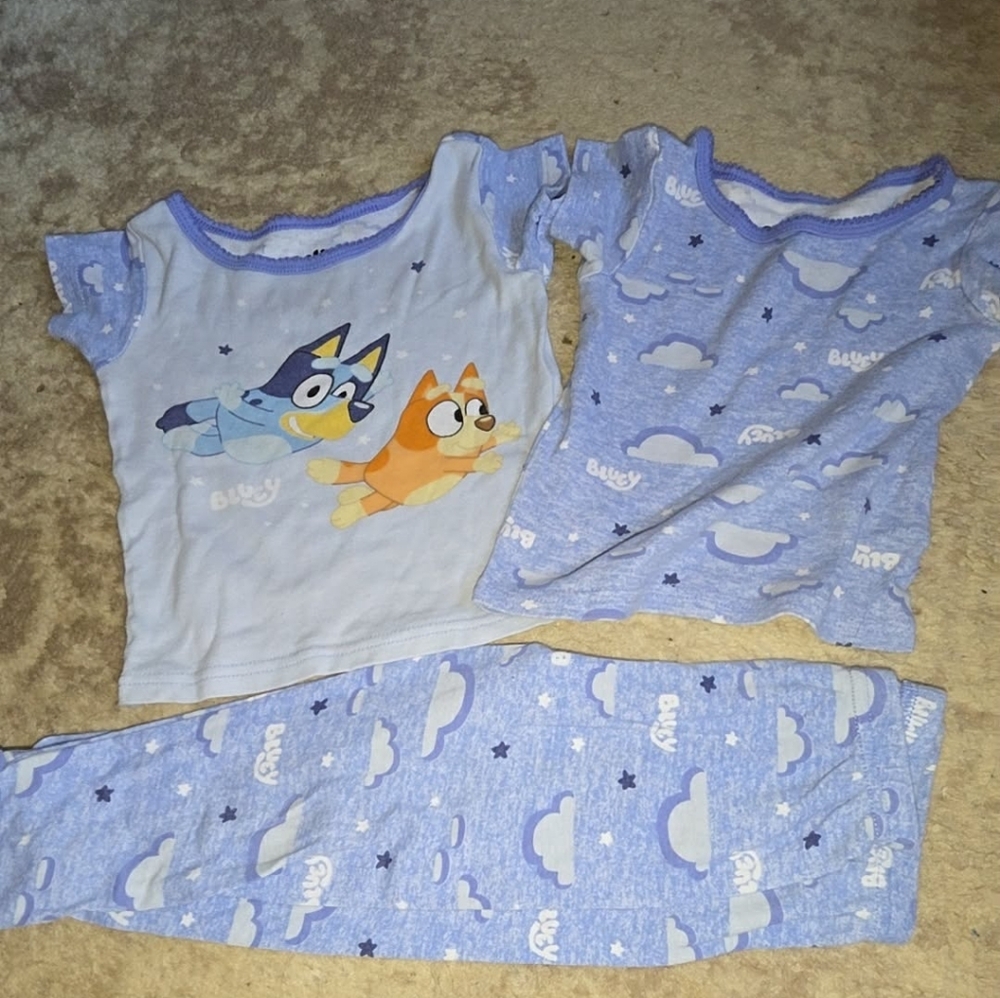 3T Bluey Kids Pajama Set - Blue and White